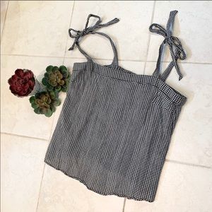 J. Crew Gingham Tie Strap Top